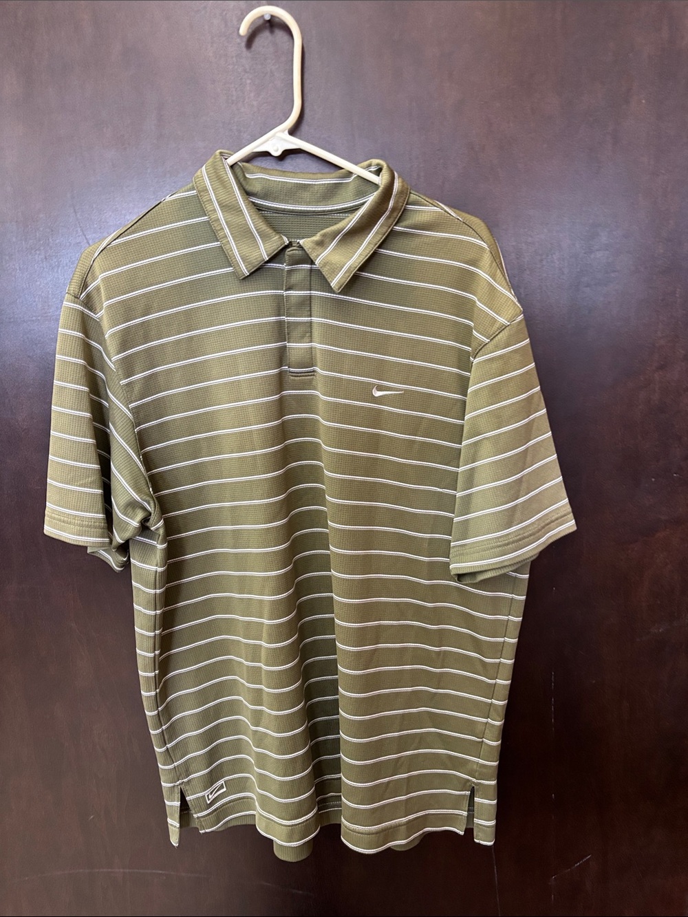 Nike Olive Green Striped Polo Shirt